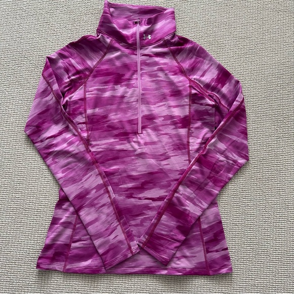 Under Armour Cold Gear Pink Camo Quarter Zip Top - Picture 2 of 4